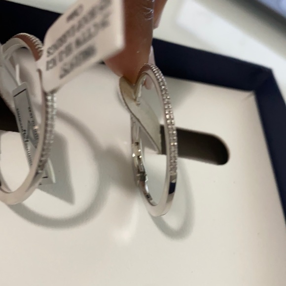 Jewelry - Diamond Silver Hoop Earrings